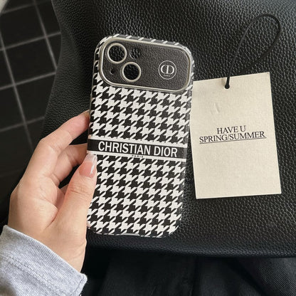 Fashion White & Brown Color Leather iPhone Case