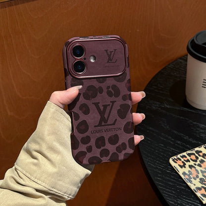 Luxury Brown & Purple Color Leather iPhone Case