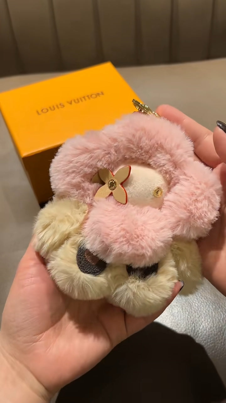 Fluffy Cute Sunflower Plush Keychain