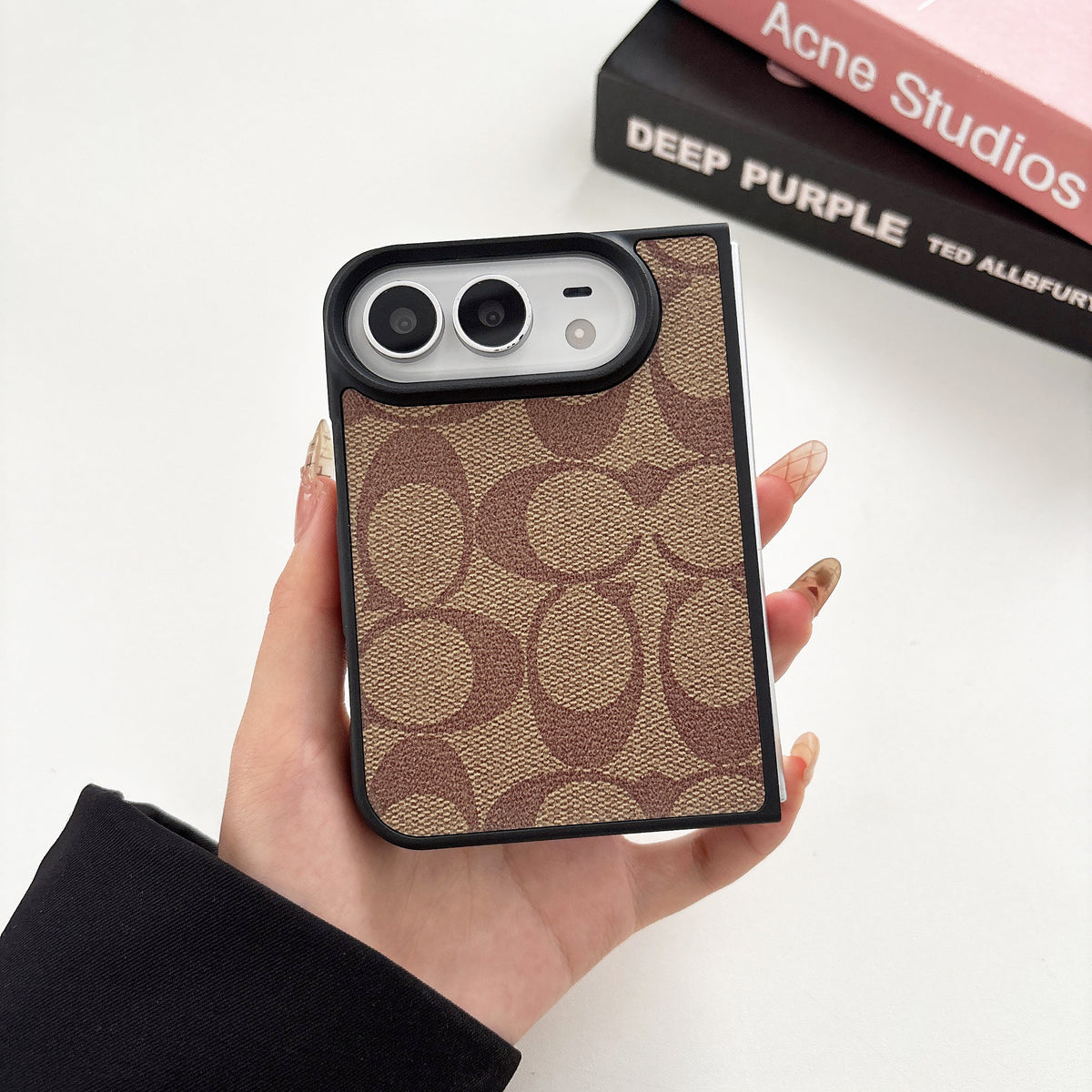 iPhone Duo Classic Monogram Leather Case – Gold Logo Option