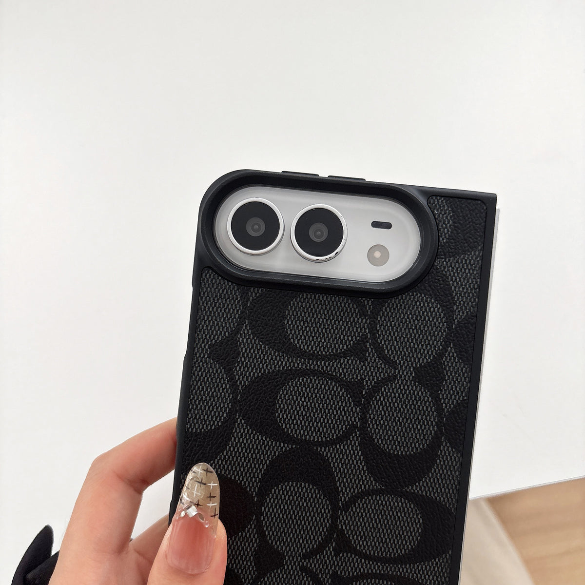 iPhone Duo Classic Monogram Leather Case – Gold Logo Option