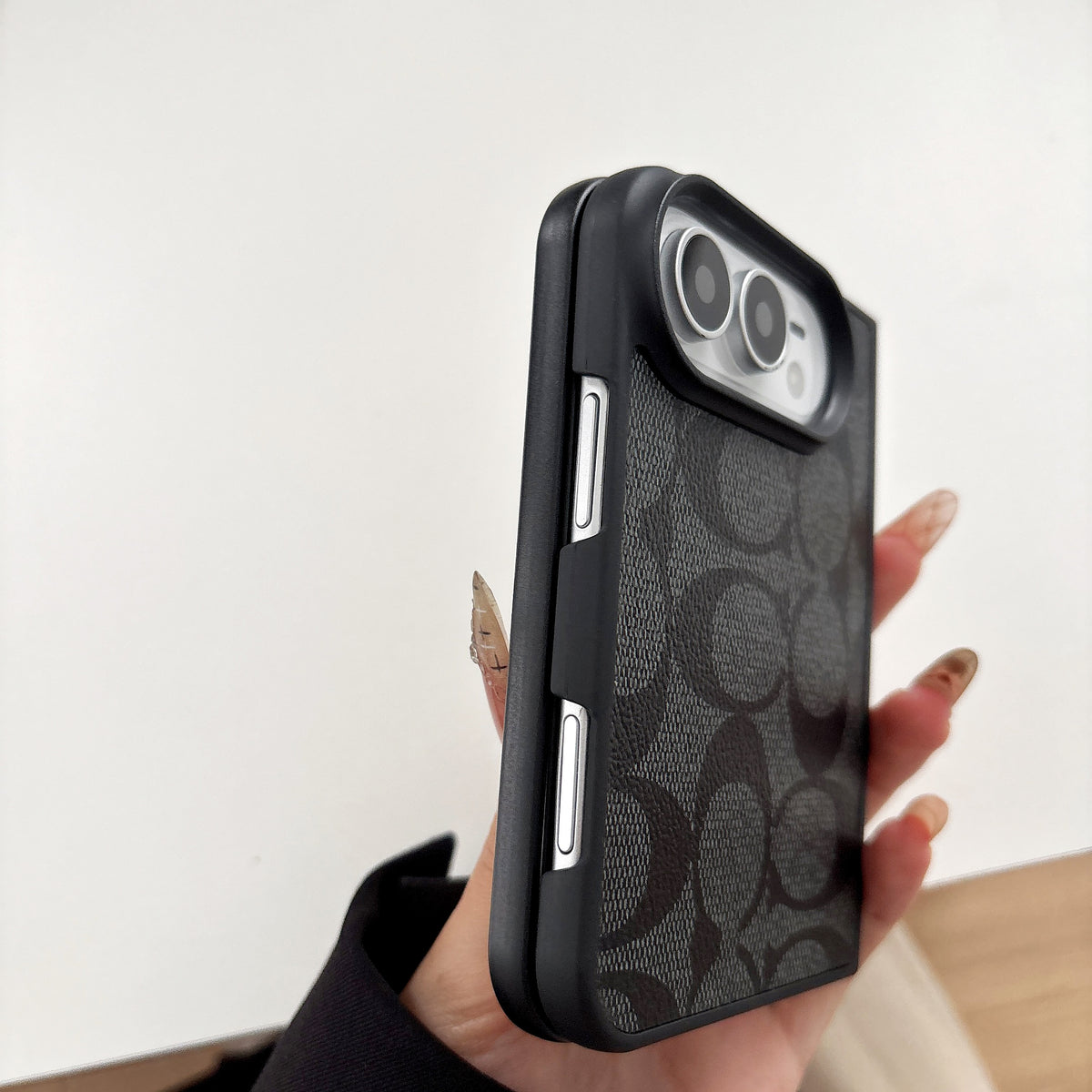 iPhone Duo Classic Monogram Leather Case – Gold Logo Option