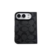 Monogram Leather iPhone Case with Metal Logo Accent
