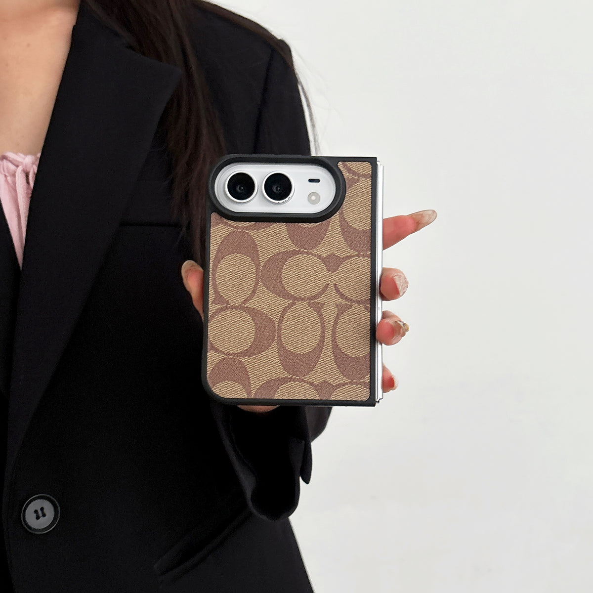 iPhone Duo Classic Monogram Leather Case – Gold Logo Option