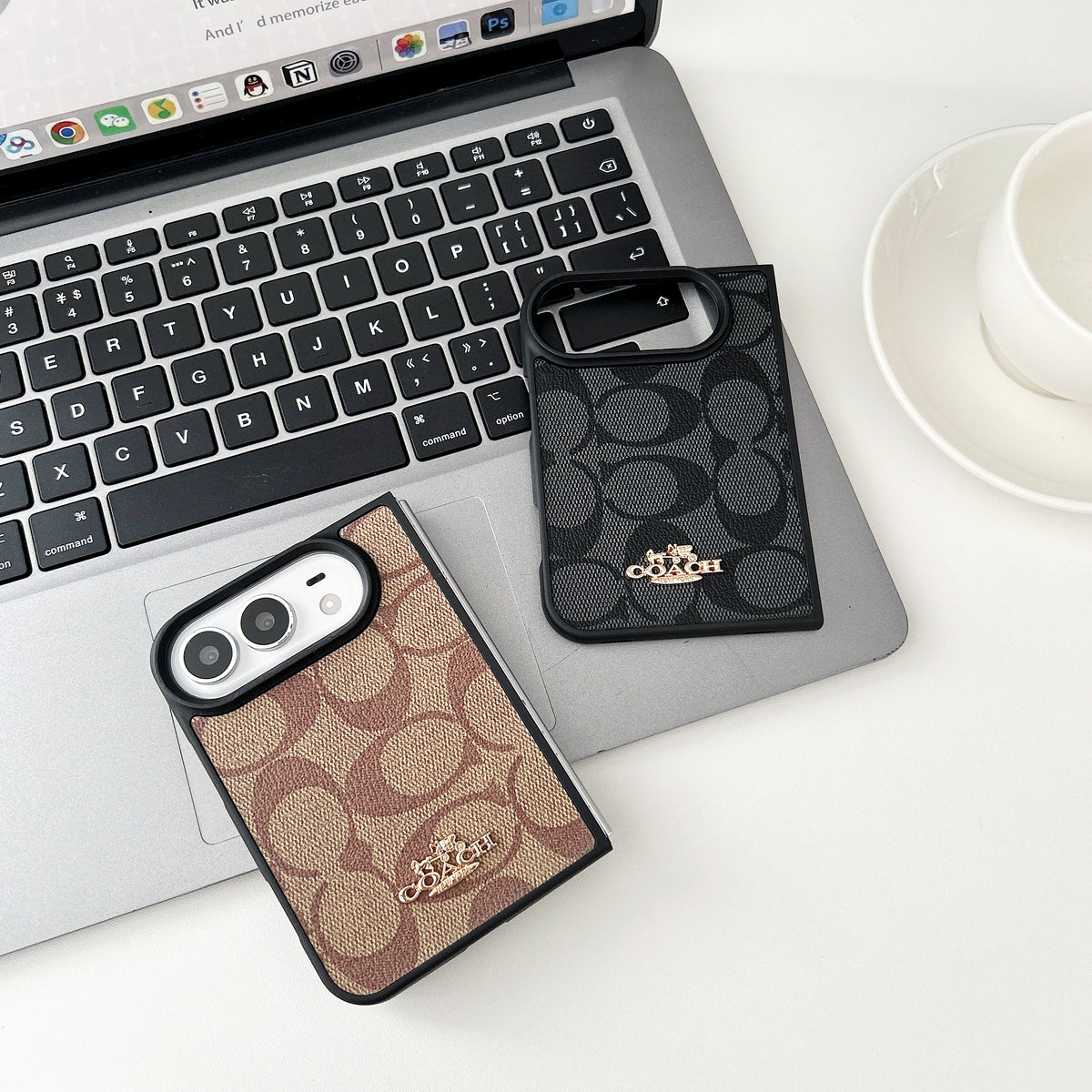 iPhone Duo Classic Monogram Leather Case – Gold Logo Option