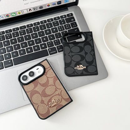 iPhone Duo Classic Monogram Leather Case – Gold Logo Option