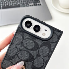 Monogram Leather iPhone Case with Metal Logo Accent