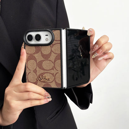 iPhone Duo Classic Monogram Leather Case – Gold Logo Option