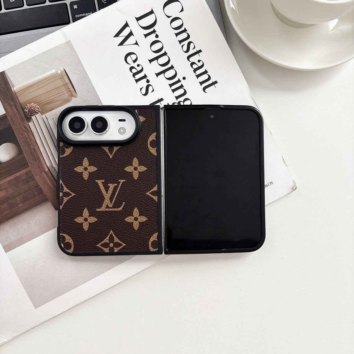 iPhone Duo Monogram Leather Case – Crystal Logo Edition