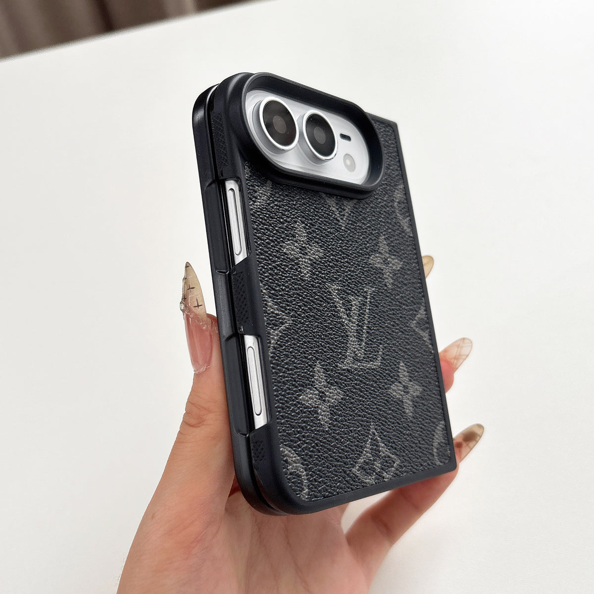 iPhone Duo Monogram Leather Case – Crystal Logo Edition