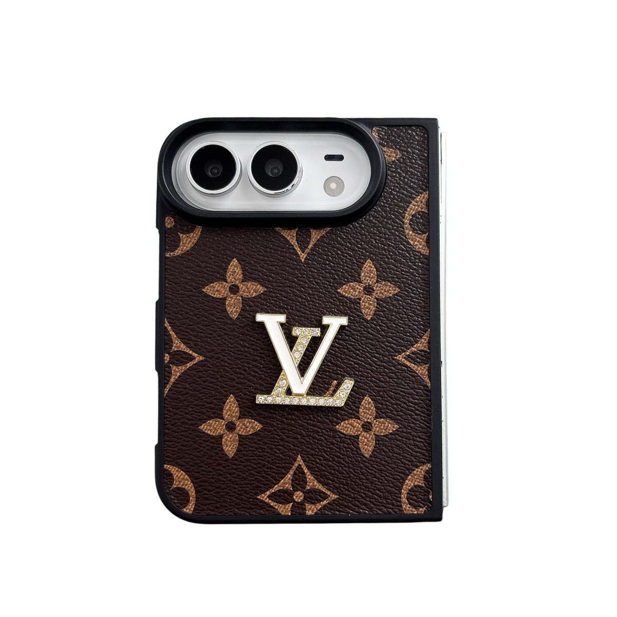 iPhone Duo Monogram Leather Case – Crystal Logo Edition