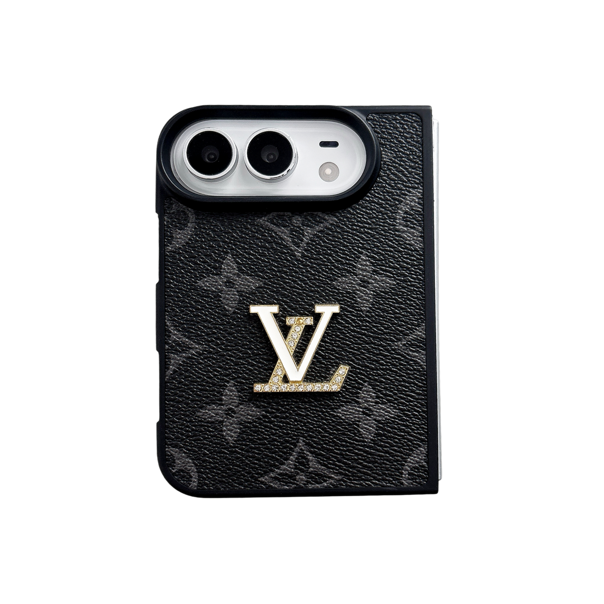 iPhone Duo Monogram Leather Case – Crystal Logo Edition