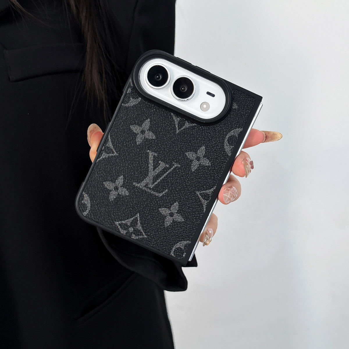 iPhone Duo Monogram Leather Case – Crystal Logo Edition