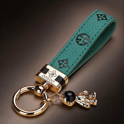 Genuine Leather Luxury Car Astronaut Keychain