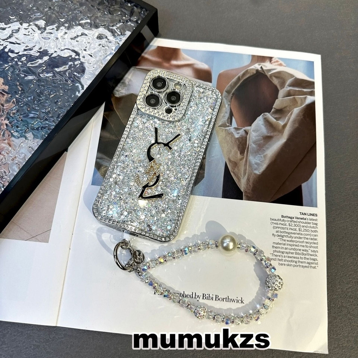 Luxury Glitter Holographic Y - S - L-Inspired iPhone Case – Diamond Shine Edition
