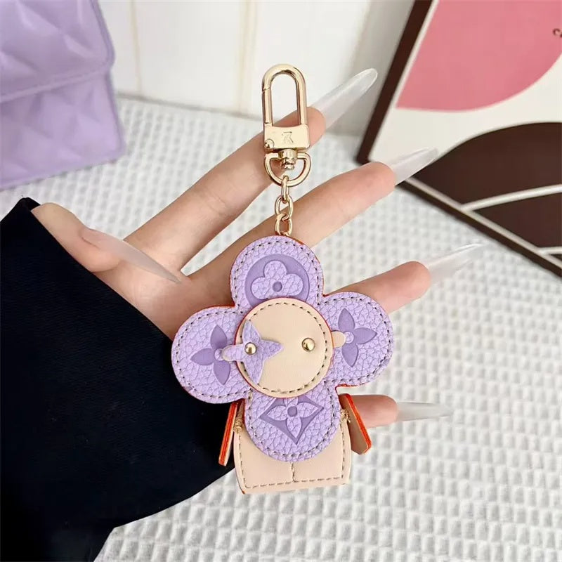 Flower Leather Bag Charm | Cute Keychain
