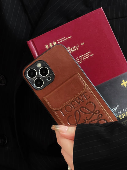 Luxury iPhone Case With Card Holder Brown-