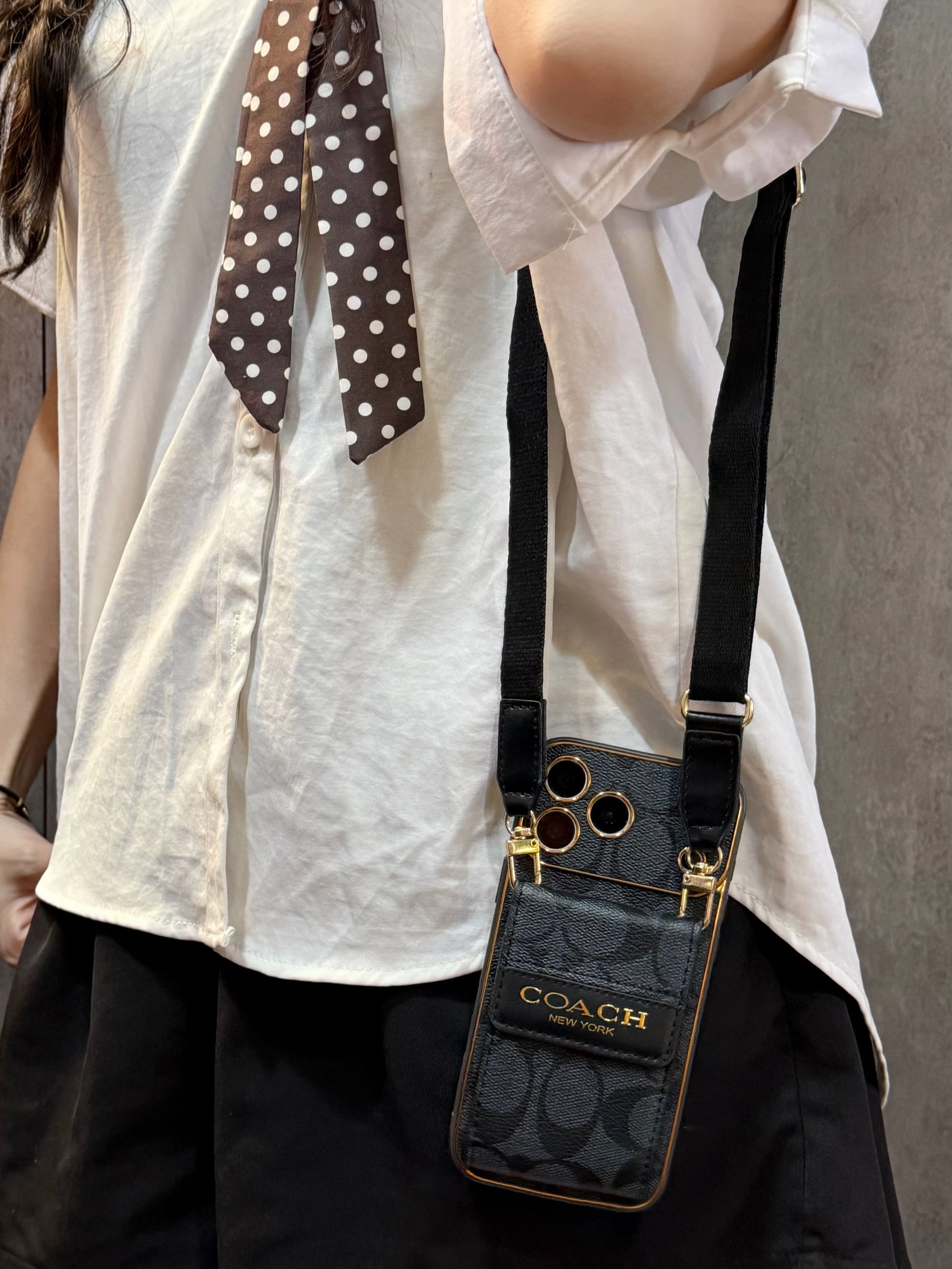 Vintage Signature Pattern iPhone Case | Card Holder & Crossbody Strap