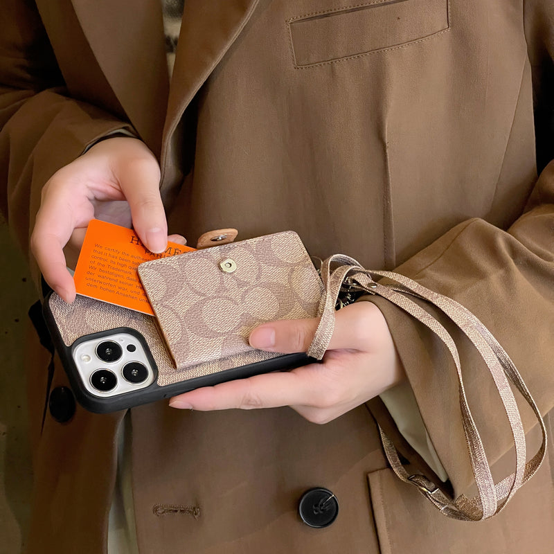 Classic iPhone Case With Wallet And Strap White