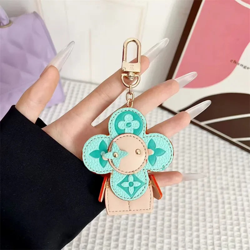 Flower Leather Bag Charm | Cute Keychain
