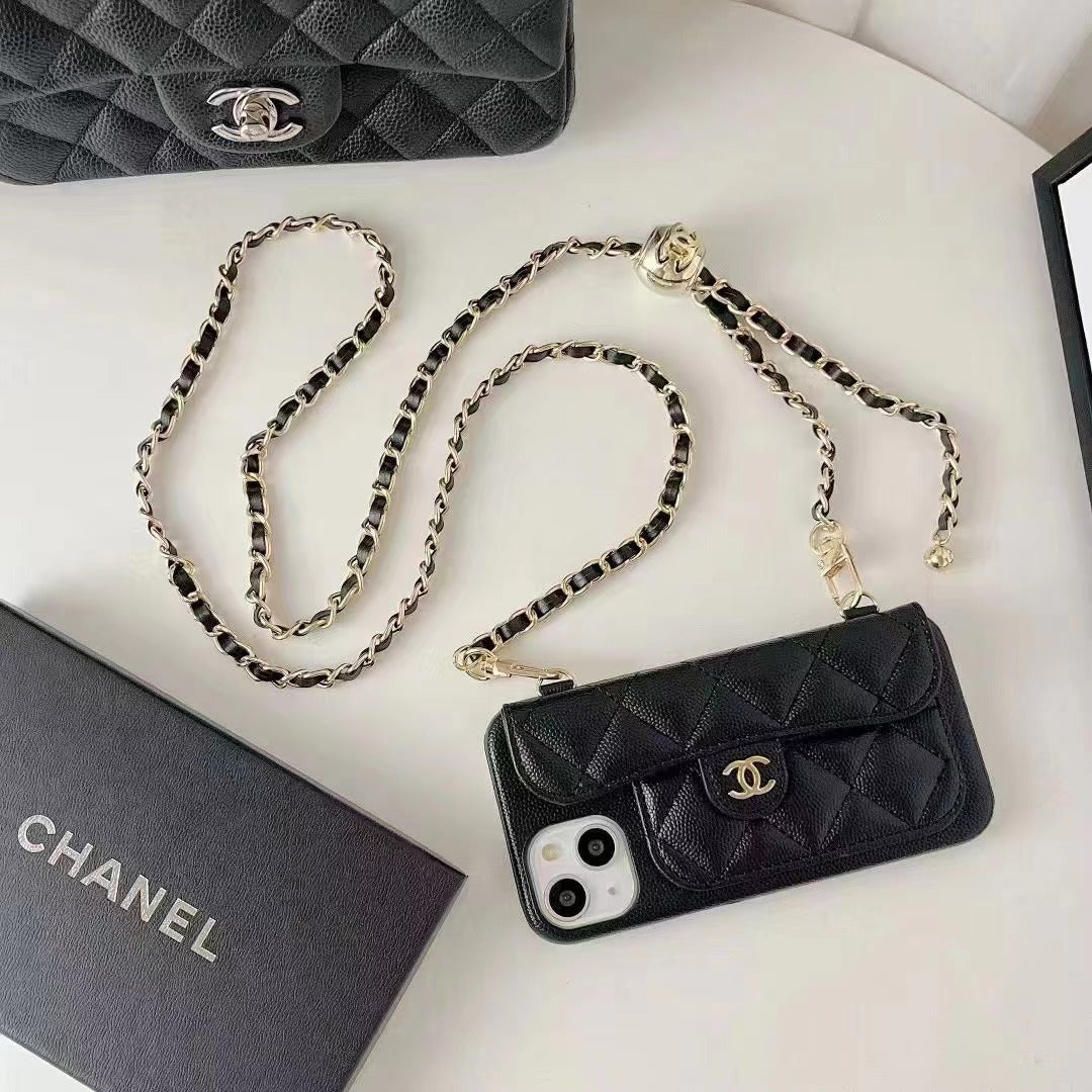 Luxury Wallet iPhone Case With Crossbody Chain