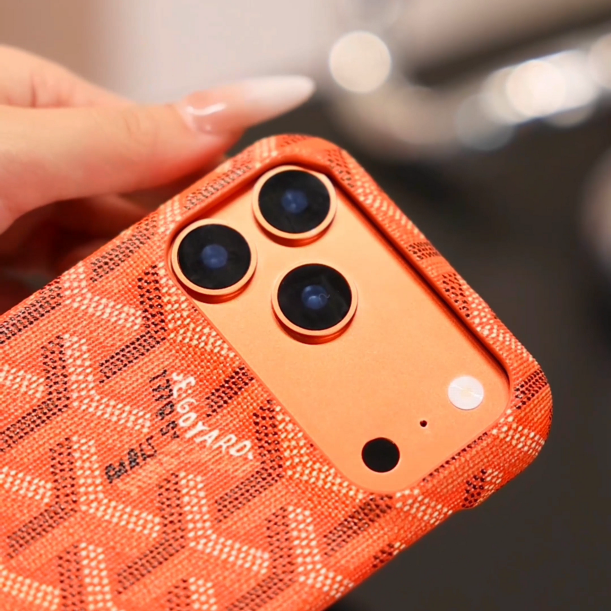 Luxury Textured Orange iPhone Case – Shockproof Stylish Protective Cover