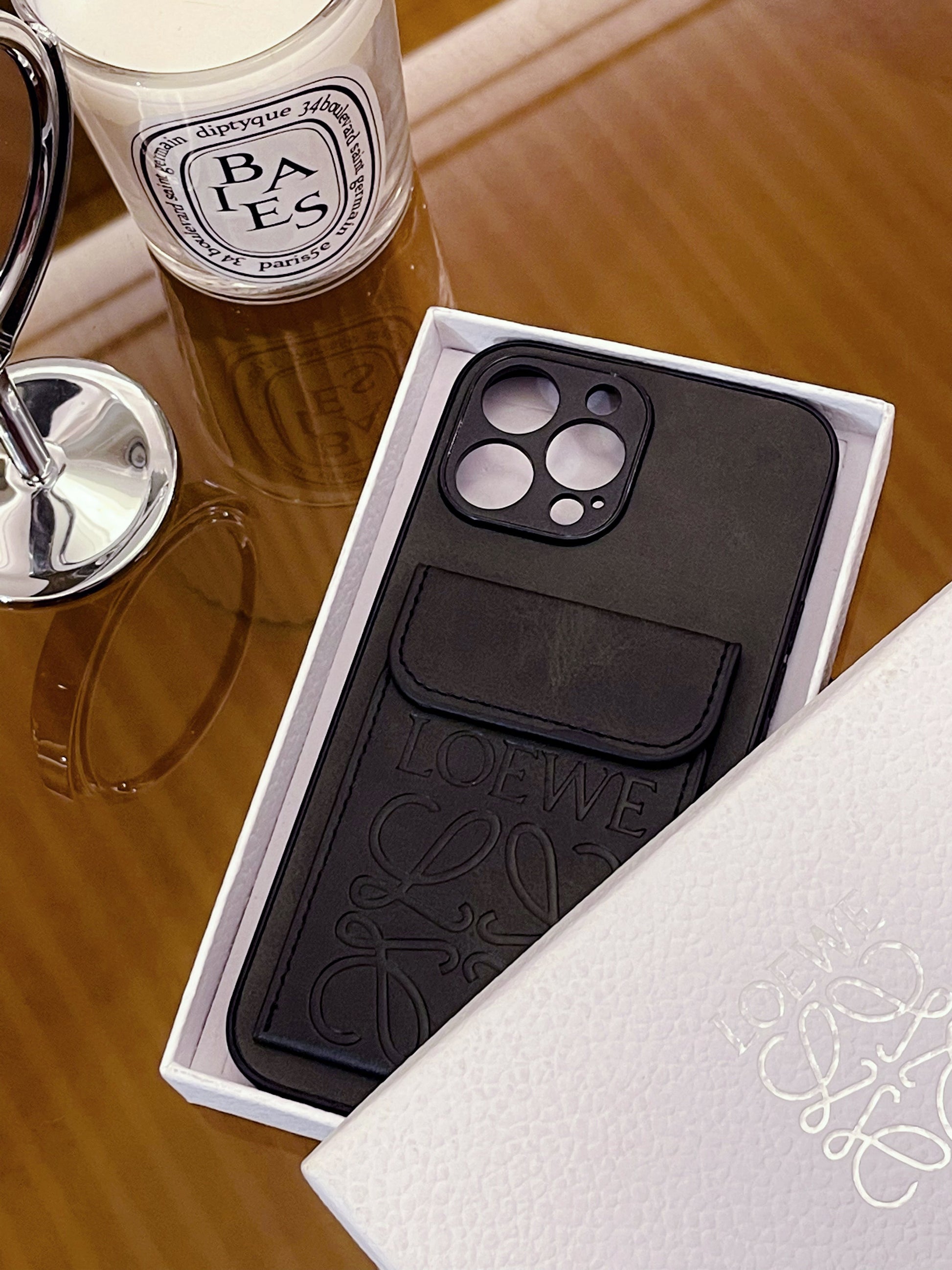 Luxury iPhone Case With Card Holder Black-
