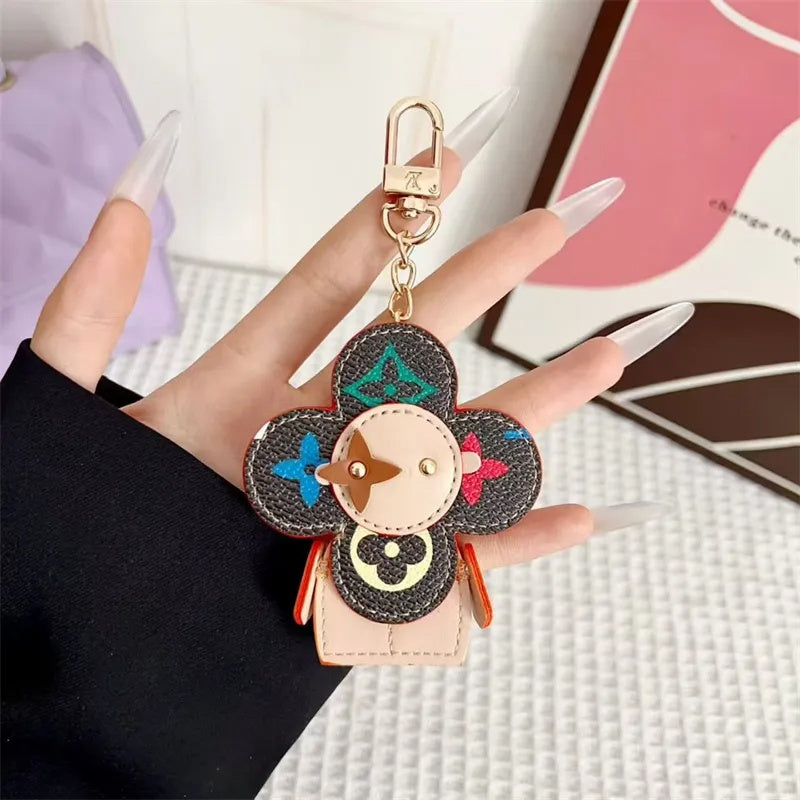 Flower Leather Bag Charm | Cute Keychain