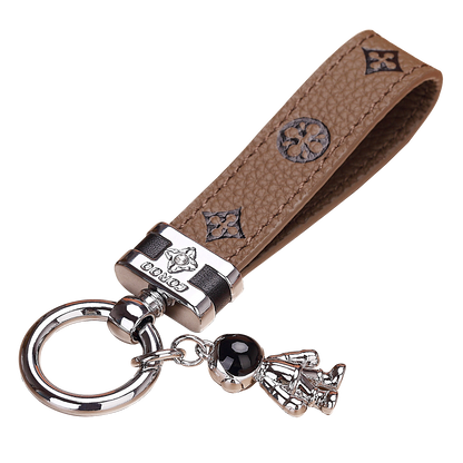 Genuine Leather Luxury Car Astronaut Keychain