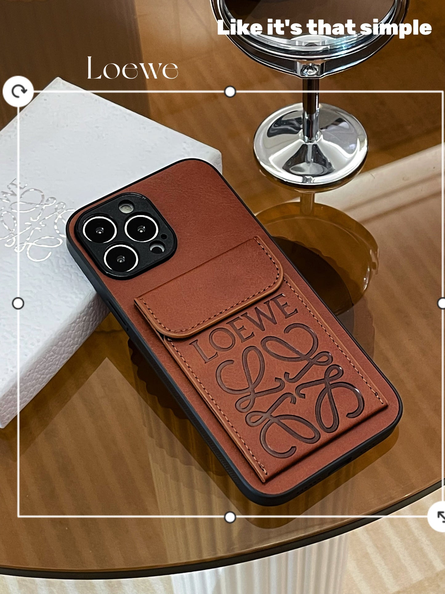 Luxury iPhone Case With Card Holder Brown-