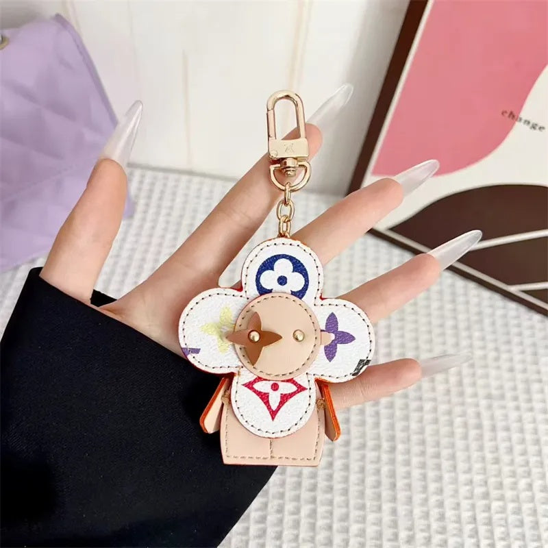 Flower Leather Bag Charm | Cute Keychain