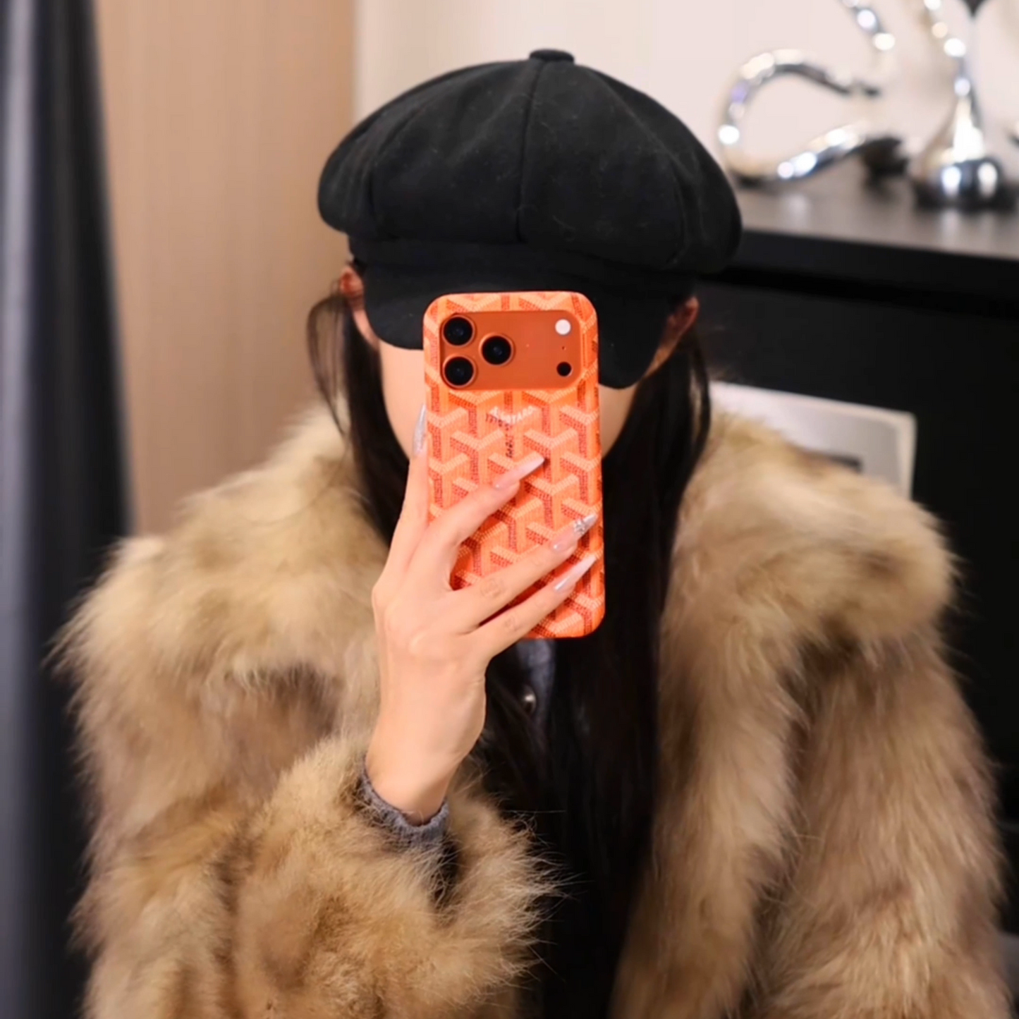 Luxury Textured Orange iPhone Case – Shockproof Stylish Protective Cover