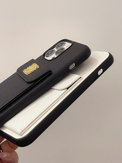 Luxury iPhone Case With Card Holder Black-