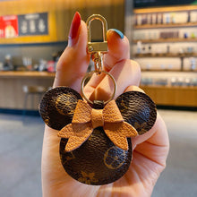 Luxury Mickey Keychain – Faux Leather & Fur Pom Charm