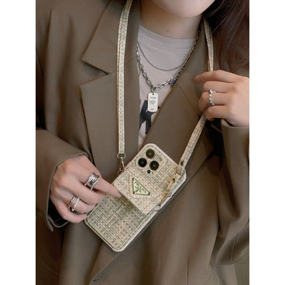 Luxury Weave Card Bag Crossbody iPhone Case