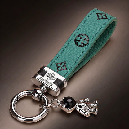 Genuine Leather Luxury Car Astronaut Keychain