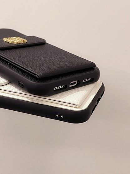 Luxury iPhone Case With Card Holder Black-