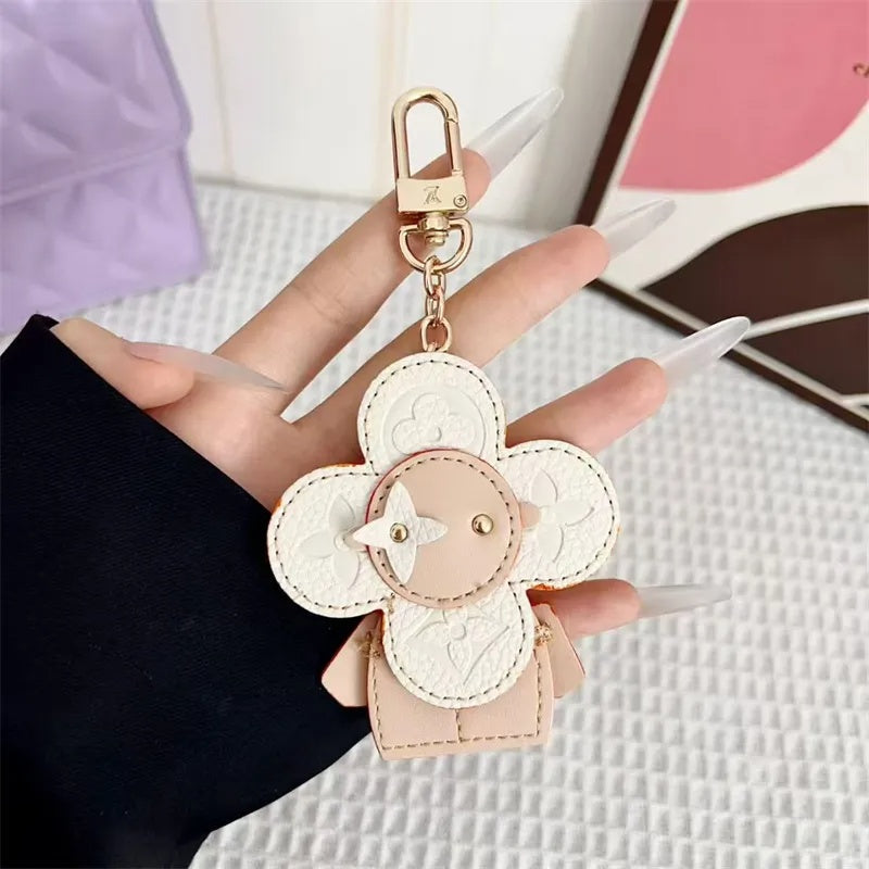 Flower Leather Bag Charm | Cute Keychain