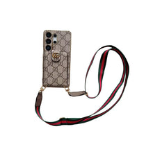 Luxury Monogram Crossbody Phone Case with Card Pocket and Shoulder Strap