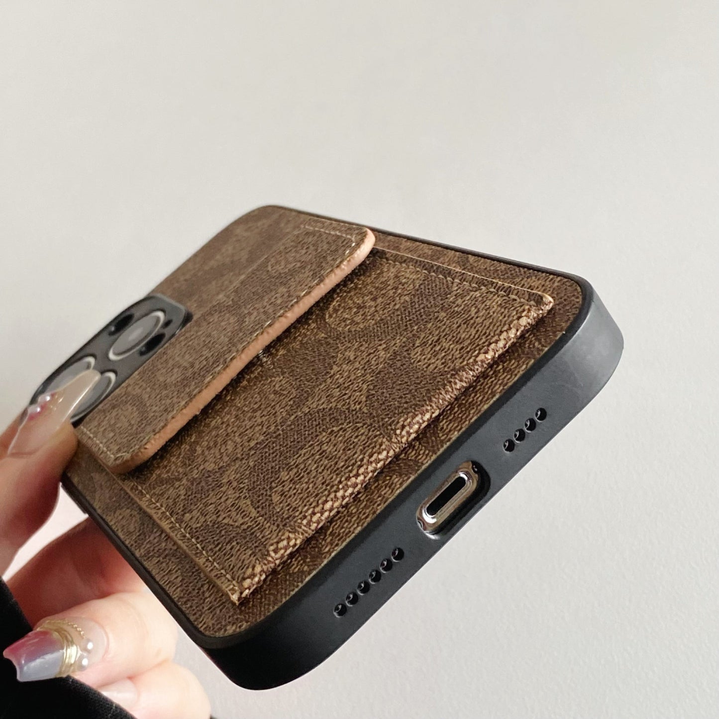 Classic iPhone Case With Wallet Light Brown-