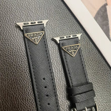 Double Triangle Monogram Label Leather Apple Watch Band