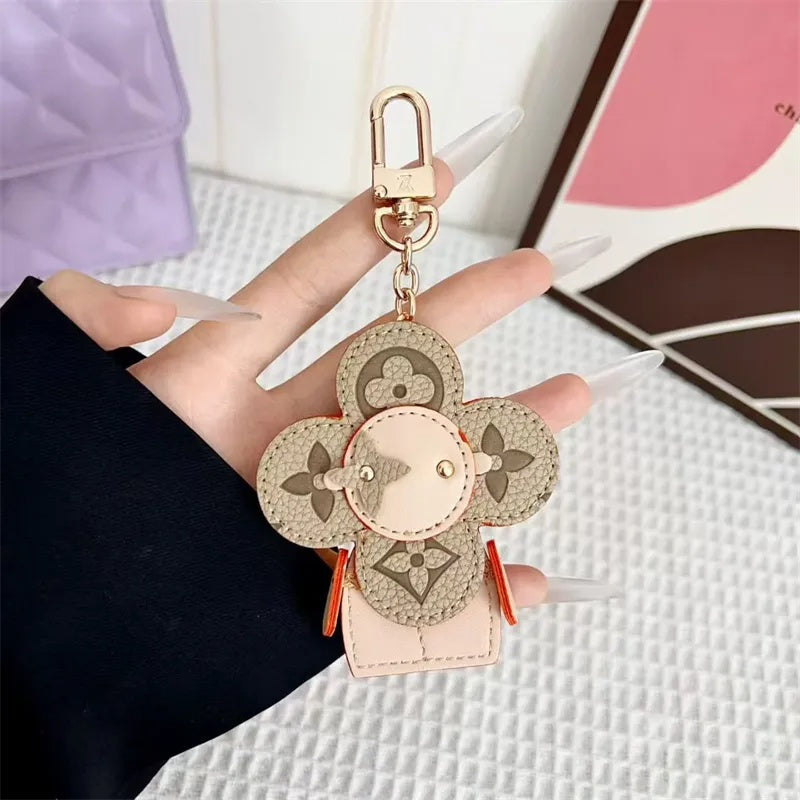 Flower Leather Bag Charm | Cute Keychain