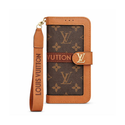 Luxury Pattern Wallet iPhone Case with Card Holder and Strap