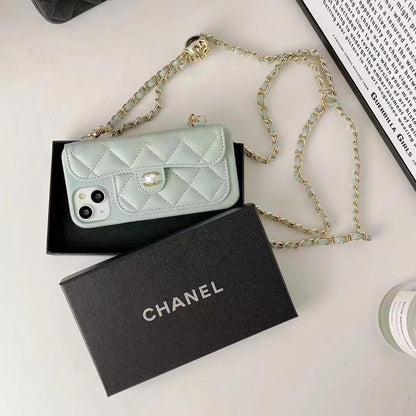 Luxury Wallet iPhone Case With Crossbody Chain
