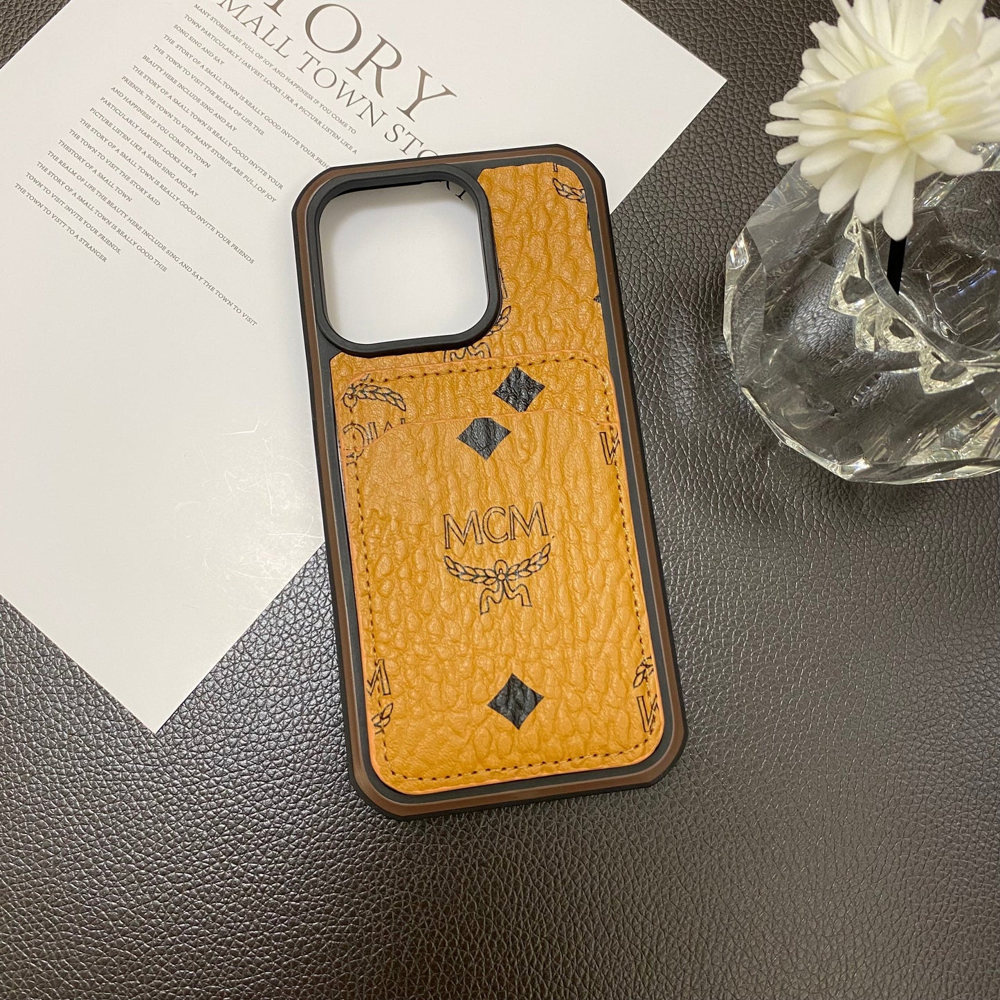 MCM iPhone Case With Card Holder Yellow-