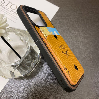 MCM iPhone Case With Card Holder Yellow-