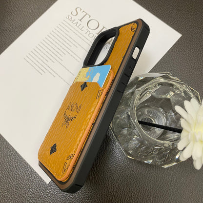 MCM iPhone Case With Card Holder Yellow-
