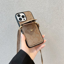 Classic iPhone Case With Card Holder And Strap Light Brown