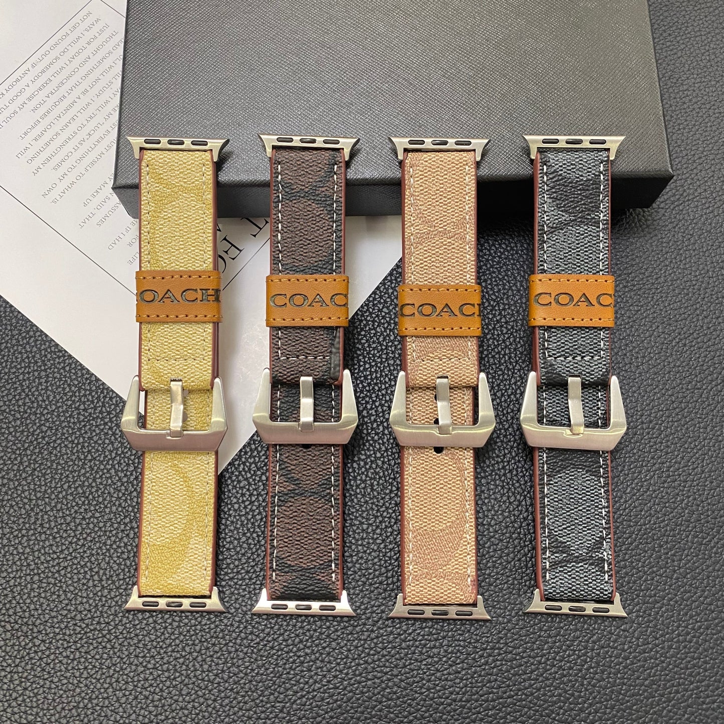 Leather Coach Apple Watch Band Black-