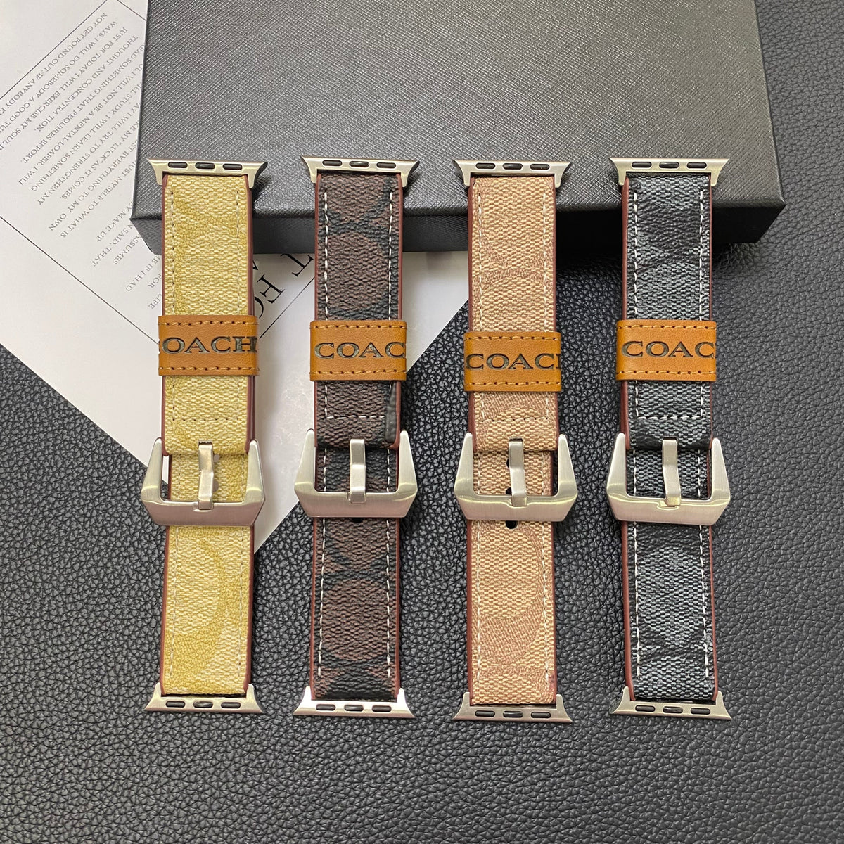 Leather Coach Apple Watch Band Black-